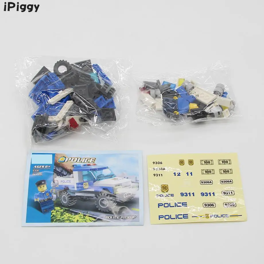 IPiggy 2018 новые 84 шт блоки кирпичики наборы город образовательный полицейский пикап