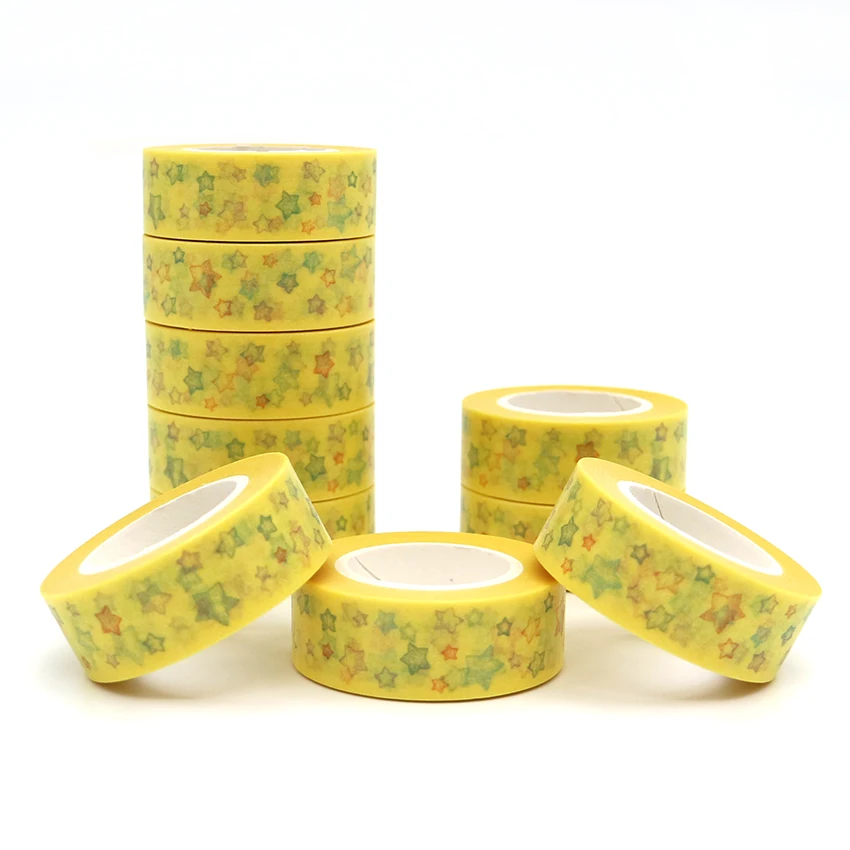 

10m*15mm Creative Color Star Washi Tape DIY Decorative Tape Color Paper Office Adhesive Stationery Masking Tape Sticker 1 PCS