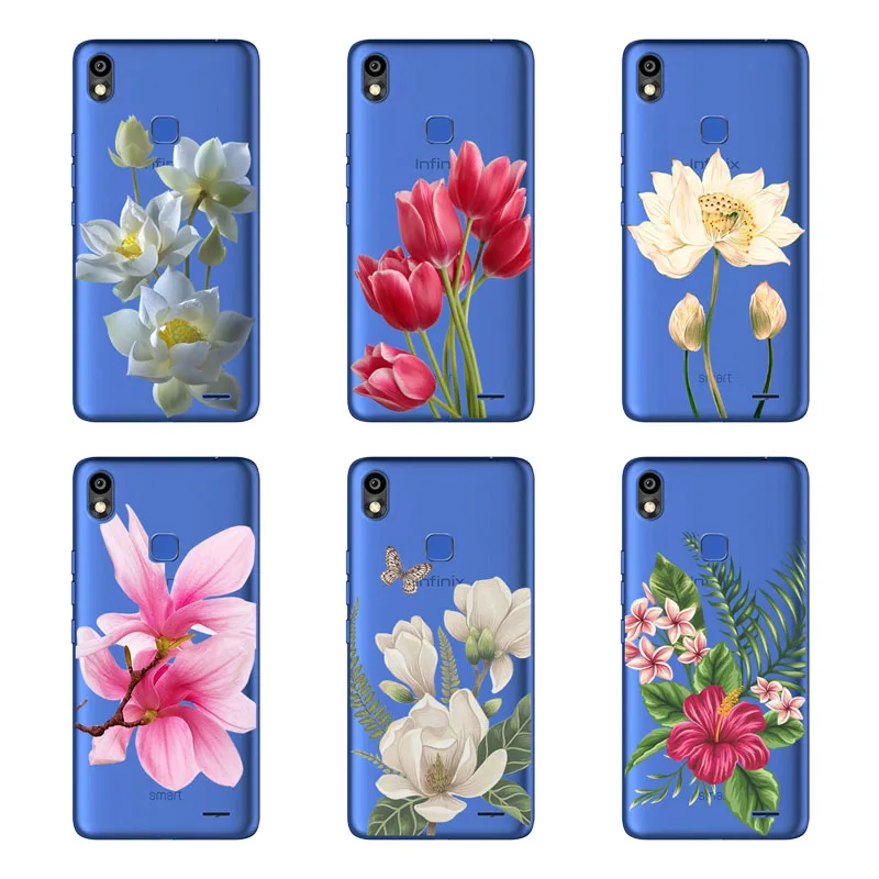 Infinix Smart 2 HD X609 Case Silicon Black Painting flower Soft TPU Back Cover for protect Phone cases shell |