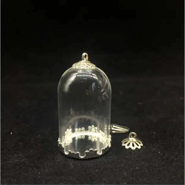 Трубчатый стеклянный глобус 5 компл./лот 30*20 мм с серебряной короной базовый лоток