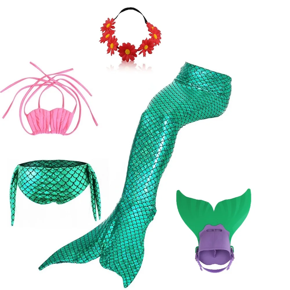 Купальный костюм для девочек цвет синий розовый Детские хвосты русалки плавания