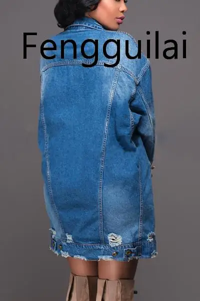 

2019 Spring Autumn New Fashion Denim Jackets Women Long Sleeve Stretch Hole Outerwear Loose Female Casual Classic Denim Coats