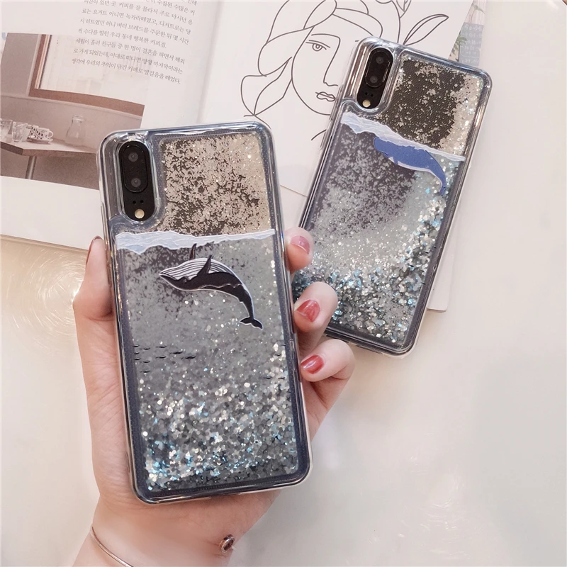 Чехол с динамической жидкостью P20 lite задняя крышка зыбучим песком для Huawei honor 10 V10