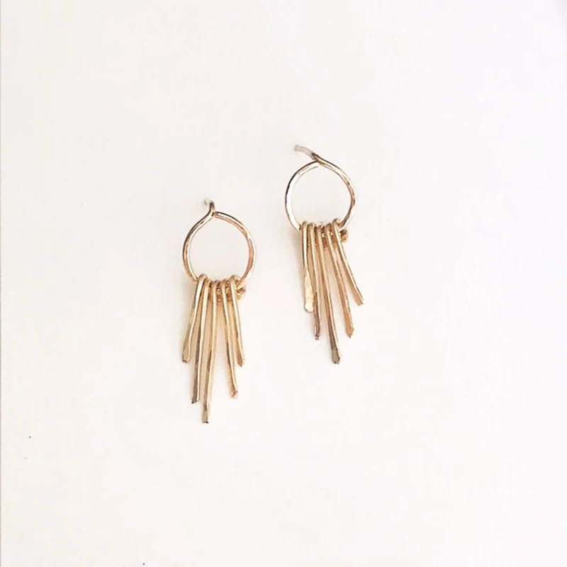 Серьги-кисточки ручной работы из серебра 925 пробы Винтажные серьги с золотым