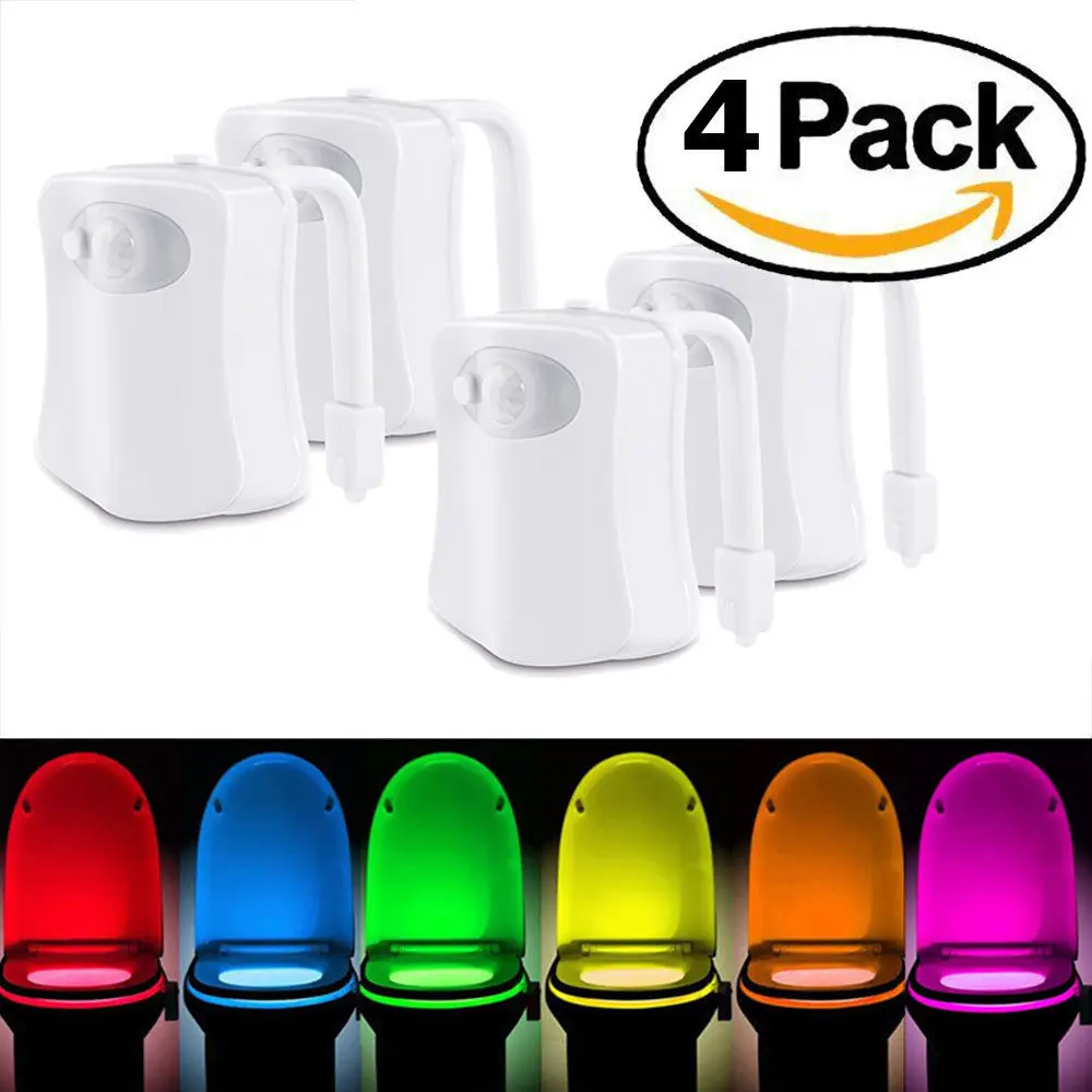 4 шт. датчик движения ночной Светильник для унитаза автоматическое изменение 8