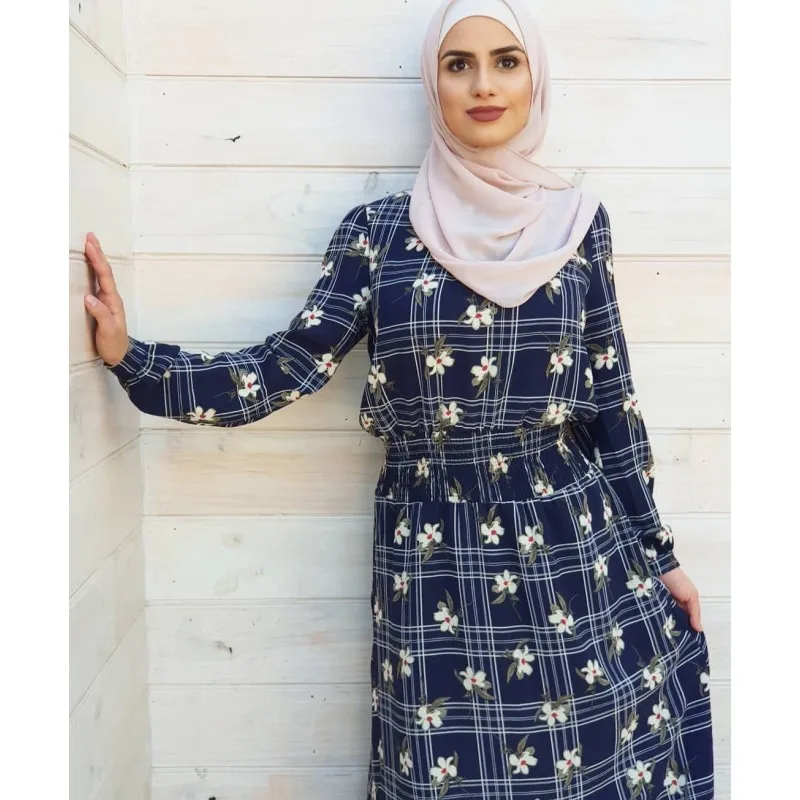 Женское платье макси в этническом стиле с принтом и круглым вырезом | Женская