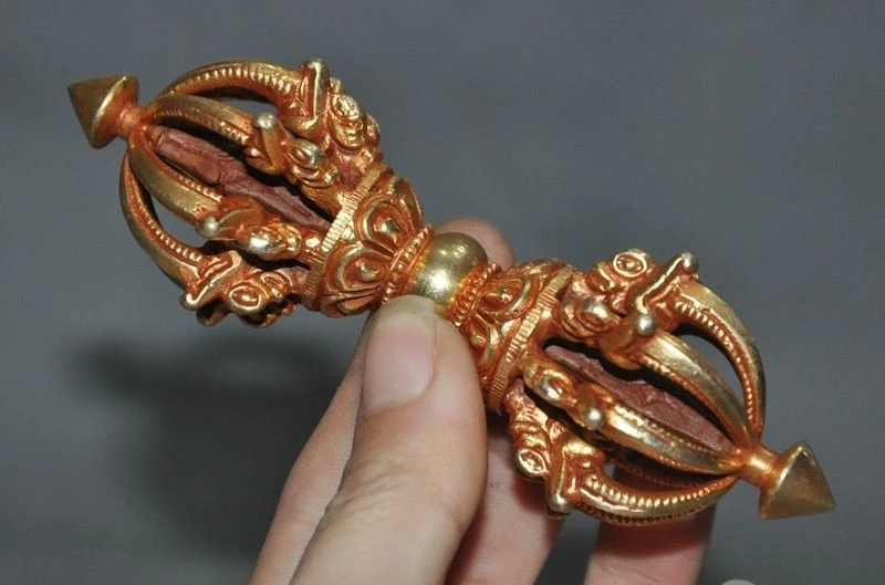 Тибетская Тантра буддизм Бронзовая позолота дорье Ваджра Дордже фюрпа кинжал