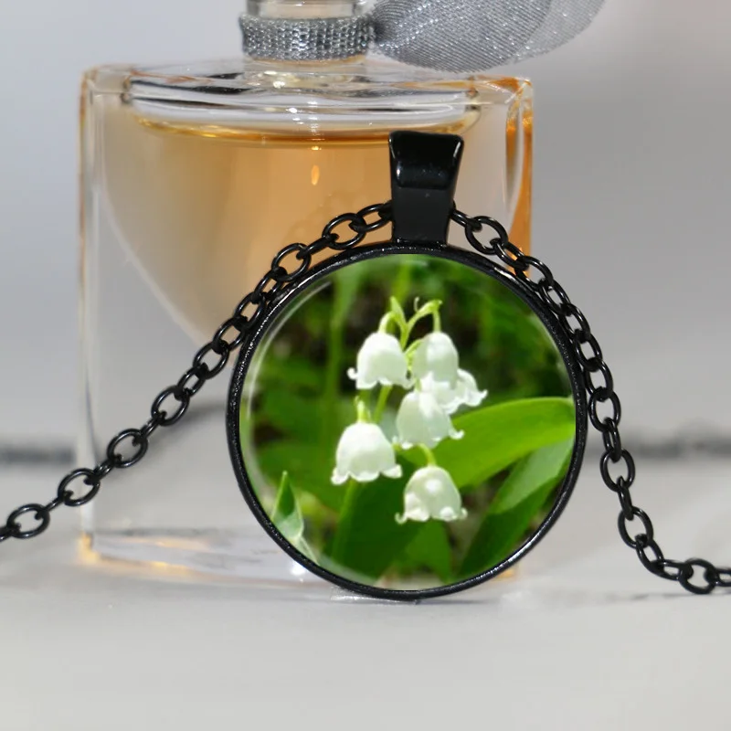 Стеклянное ожерелье с подвеской в виде цветка ландыши лилией|glass necklace|lily necklaceflower