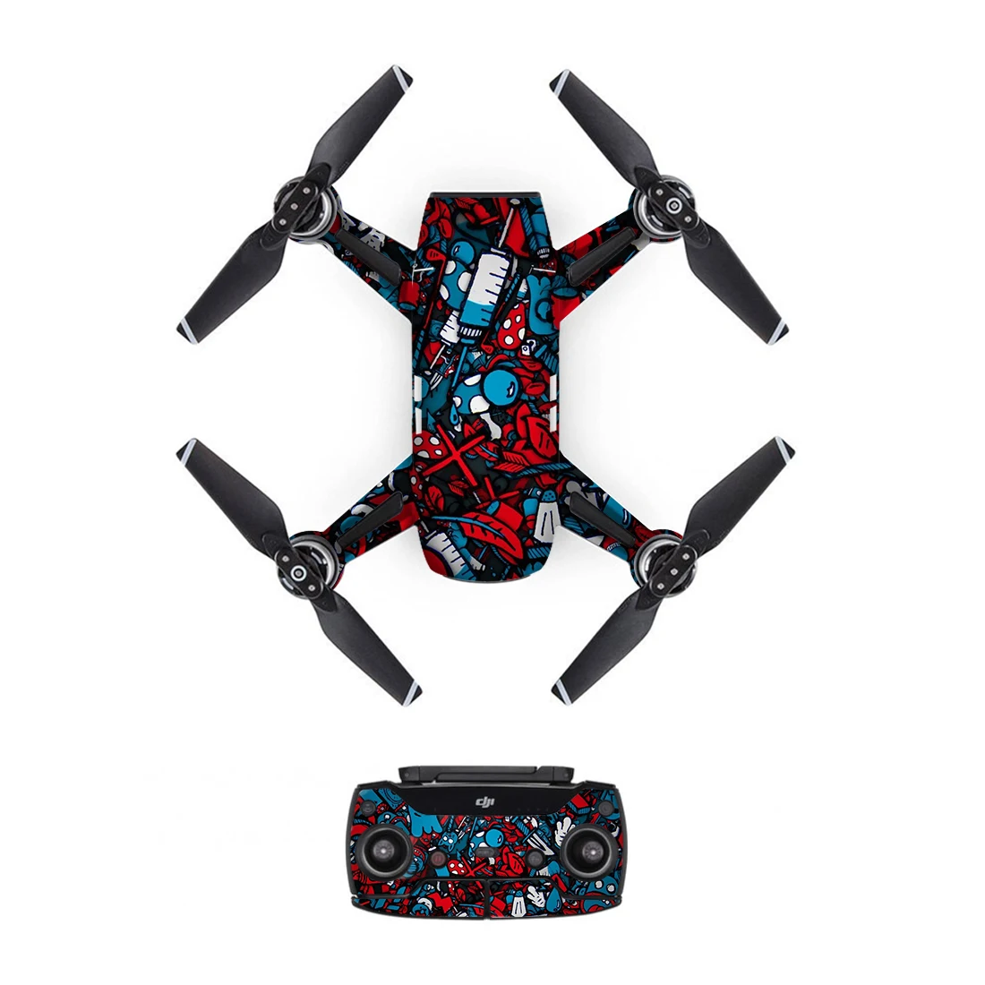[DJS0036] наклейка из ПВХ в иллюстрационном стиле для корпуса дрона DJI Spark + пульты