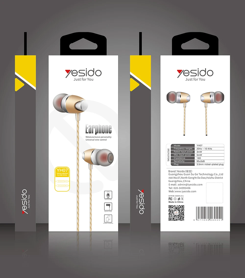 Yesido YH07 Спорт стерео наушники-вкладыши проводные наушники для iPhone samsung Xiaomi 3,5 мм наушники гарнитуры