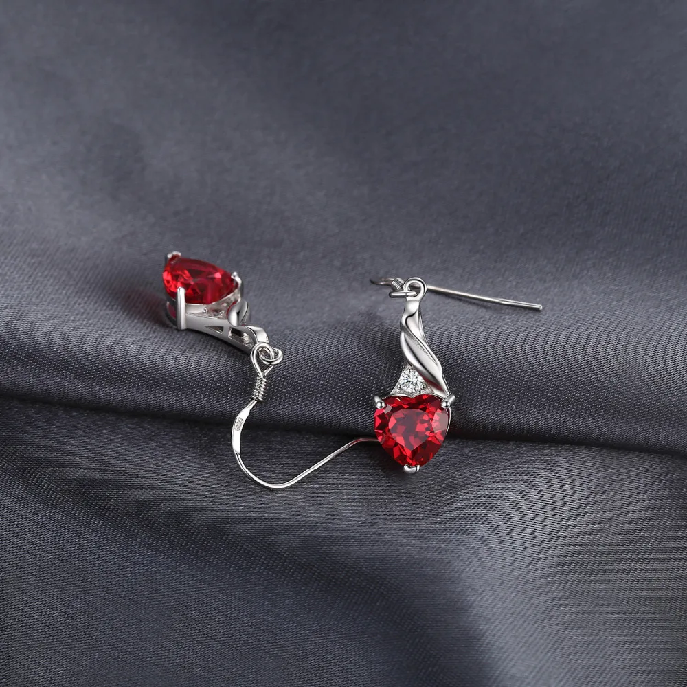 Jewelrypalace любовь 3.7ct сердца создано ruby Висячие серьги 925 серебро Длинные Свадебные
