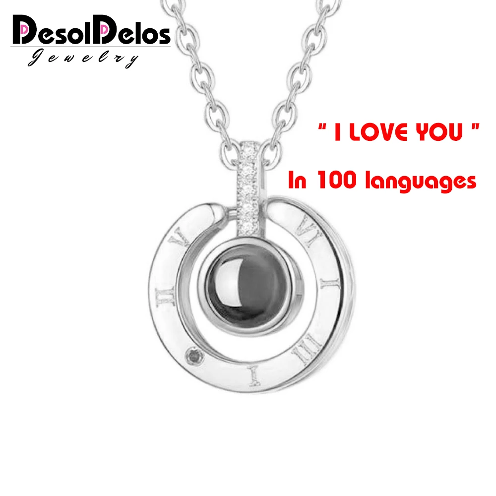 Ожерелье с буквенными подвесками 100 языков I love you проекционное ожерелье женское