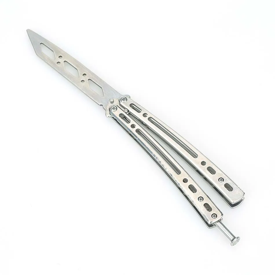 Silver color Swayboo зеркальный складной нож-бабочка cs go, тренировочный игровой нож-бабочка, тупое лезвие, инструмент без края, нож-бабочка - Цвет: Silver color