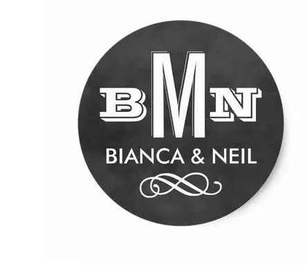 

1.5inch Monogram Sticker Seal Vintage Black Chalkboard