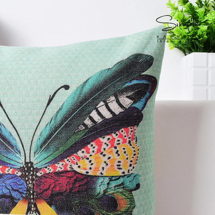 Nordic птица бабочка цветок чехол для подушки страна сада декоративные диванные Лен