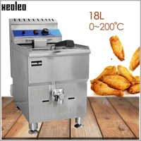 xeoleo commercial gas deep fryer 18l stainless steel fried french machine single tank lpg frying machine with oil valve for kfc