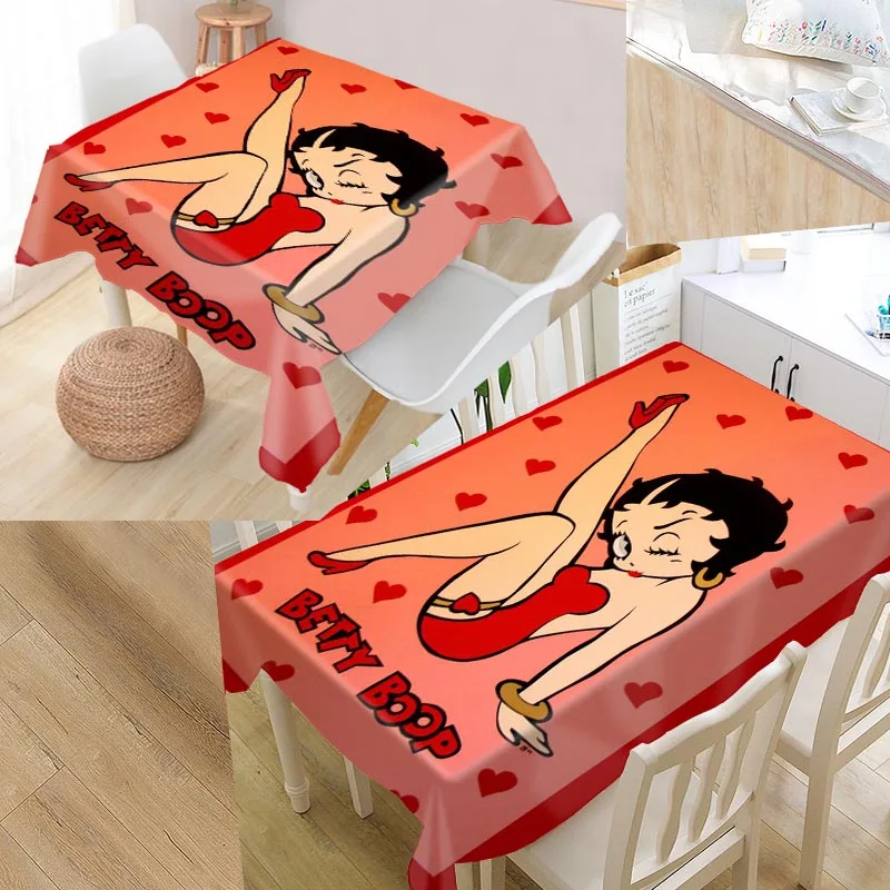 Пользовательские Betty Boop мультфильмы скатерти Оксфорд ткань прямоугольный водонепроницаемый маслонепроницаемый скатерти семья вечерние скатерти - Цвет: 3