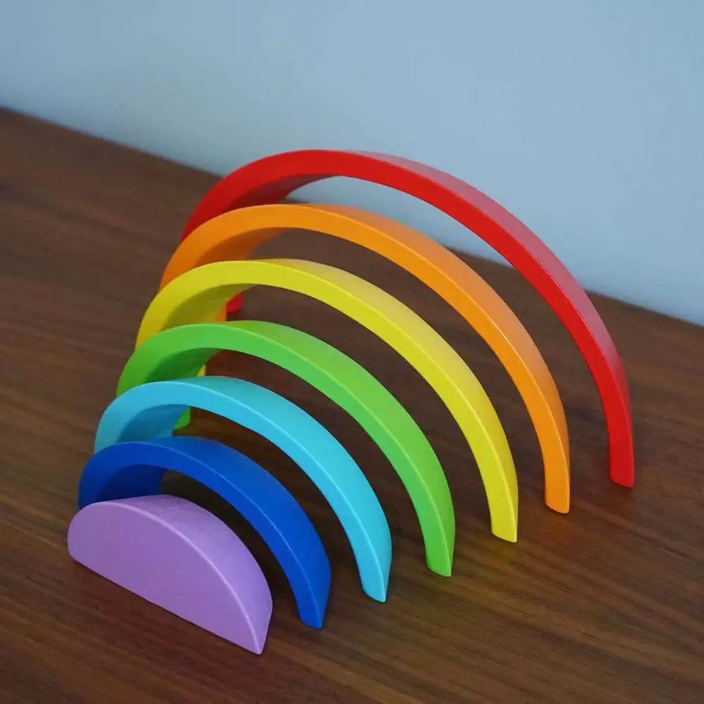 

Rainbow Stacking Baby Toys Wooden Blocks Toddler Infant Toys Baby Educational Toy Baby Room Nursery Decor