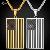usa flag necklace american national flag pendant with chain stainless steel jewelry p1810g