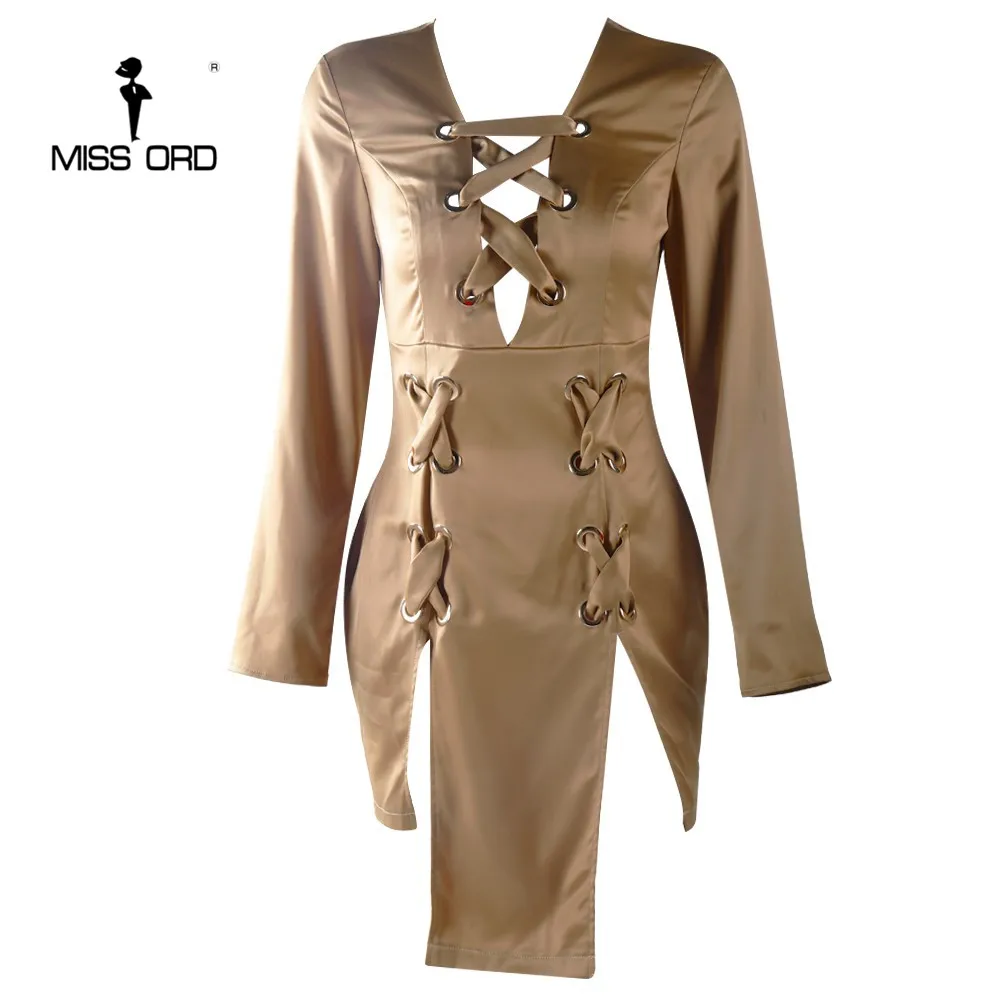 Missord 2019 сексуальное обтягивающее платье с v образным вырезом и длинным рукавом на