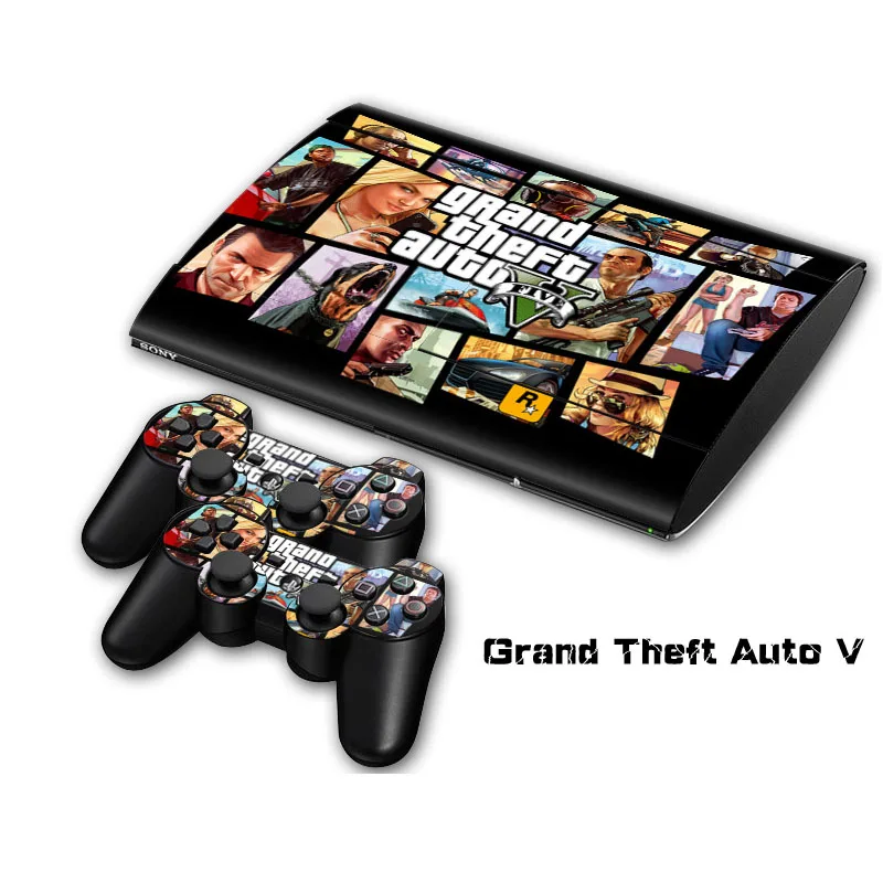 Grand Theft Авто Виниловая Кожа Наклейка для sony PS3 супер тонкий 4000 консоль и 2 геймпада контроллер скины крышка контроллер кожи