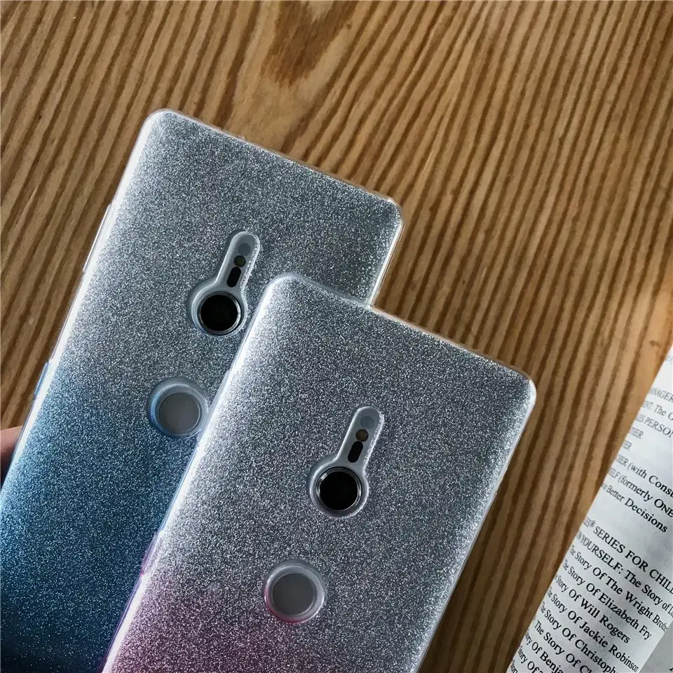 Glitter Gradient Silicone Case For Sony XZ3 XZ XZ1 XZ2 XZ4 Compact Z5 Cover Soft Xperia X XA XA1 XA2 XA3 Ultra |