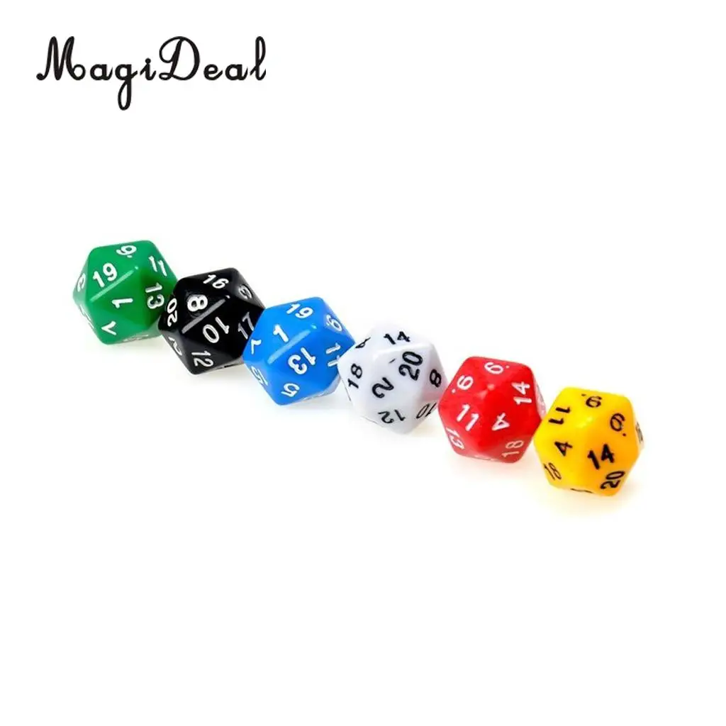 MagiDeal Новинка 6 шт. D20 игровые игральные кости двадцать сторонний Die ролевая игра D &