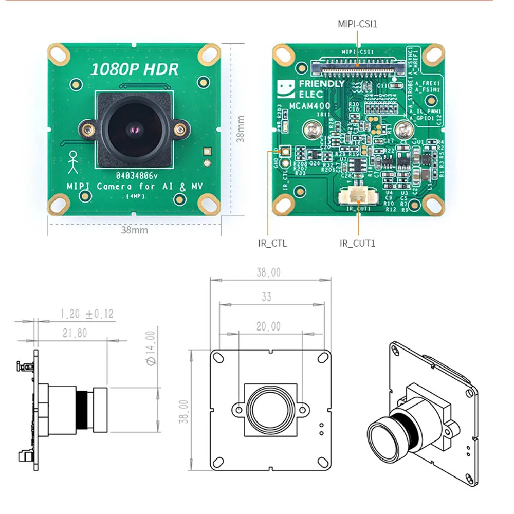 1080P HDR MIPI камера-MCAM400 поддержка NanoPC-T4 NanoPi-M4/NEO4 ИК-фильтр/o ИК-фильтр