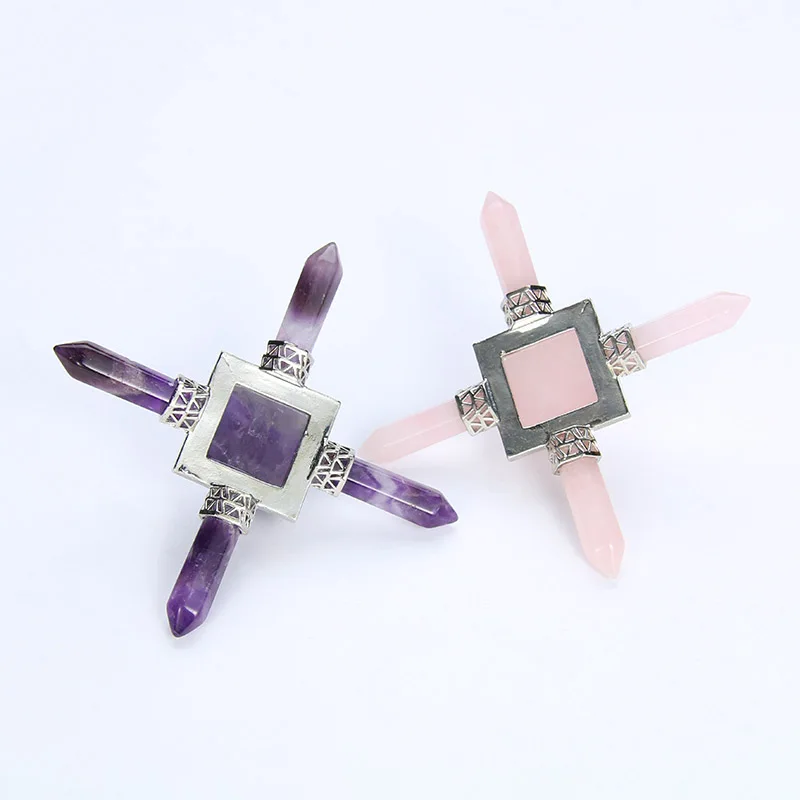 Рейки чакры 4 точки Пирамида натуральный фиолетовый камень генератор энергии