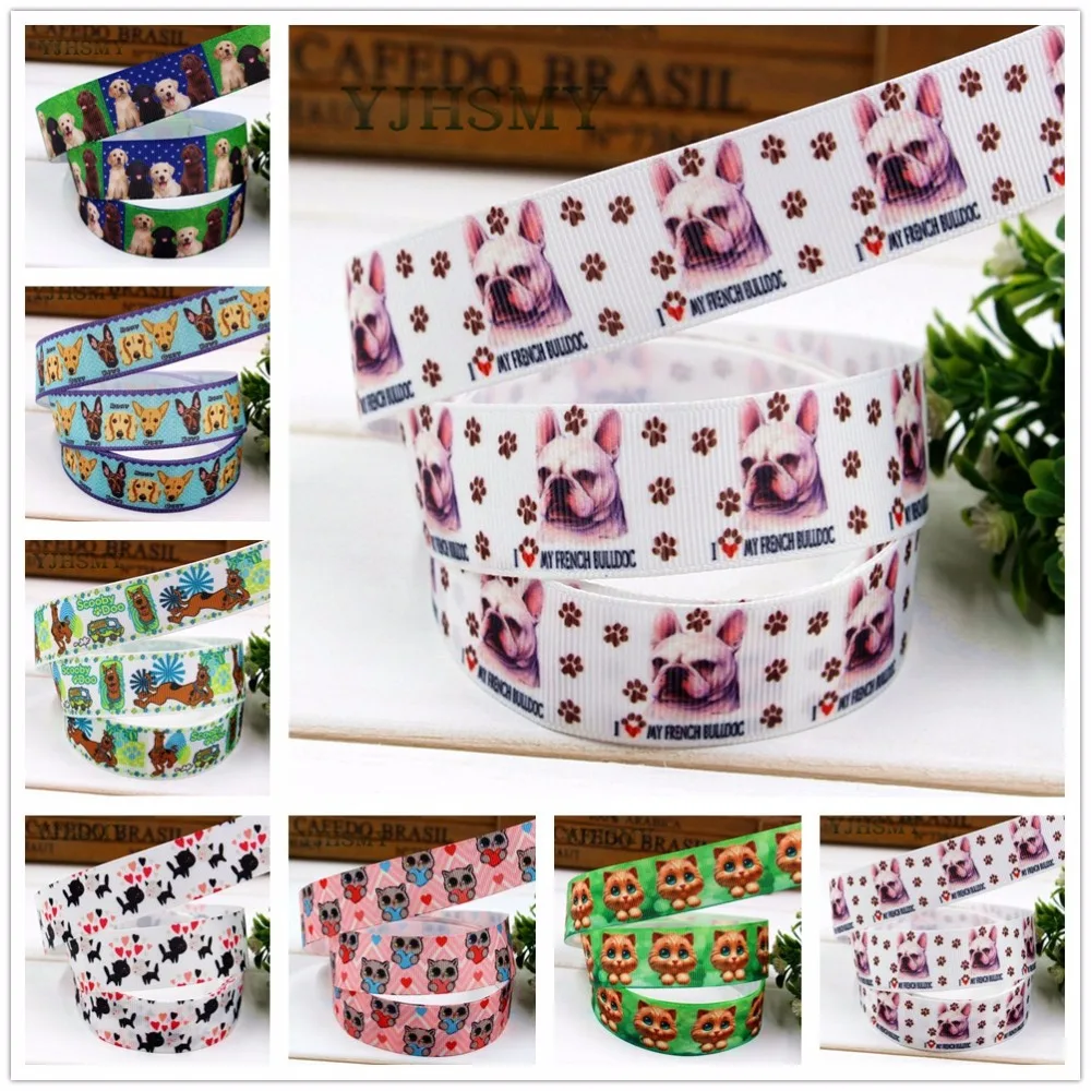 YJHSMY D 17329 1224 10 ярдов 25 мм мультфильм собака печатных grosgrain ленты Свадебные