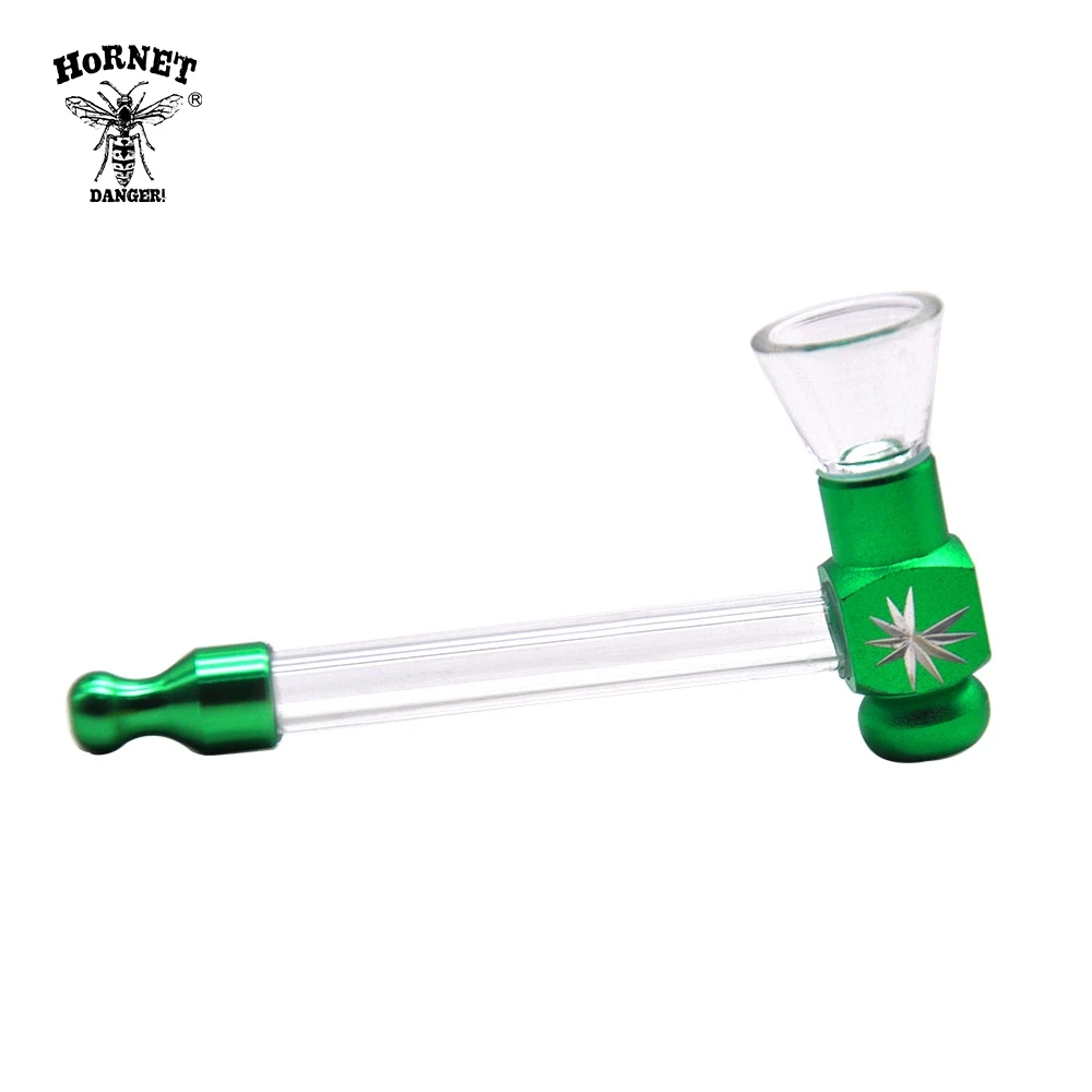 HORNET стеклянные курительные трубки листья тяга 13 мм Металлические травы трубы