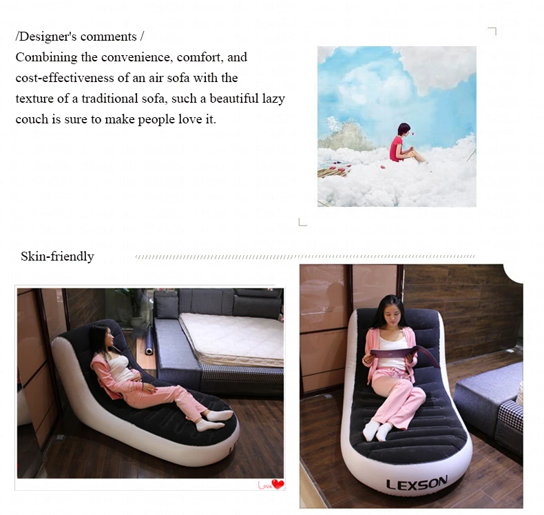 А, L-shape складной шезлонг ленивый стул диван кровать ПВХ Флокирование двойной надувной диван открытый надувной диван 165*84*79