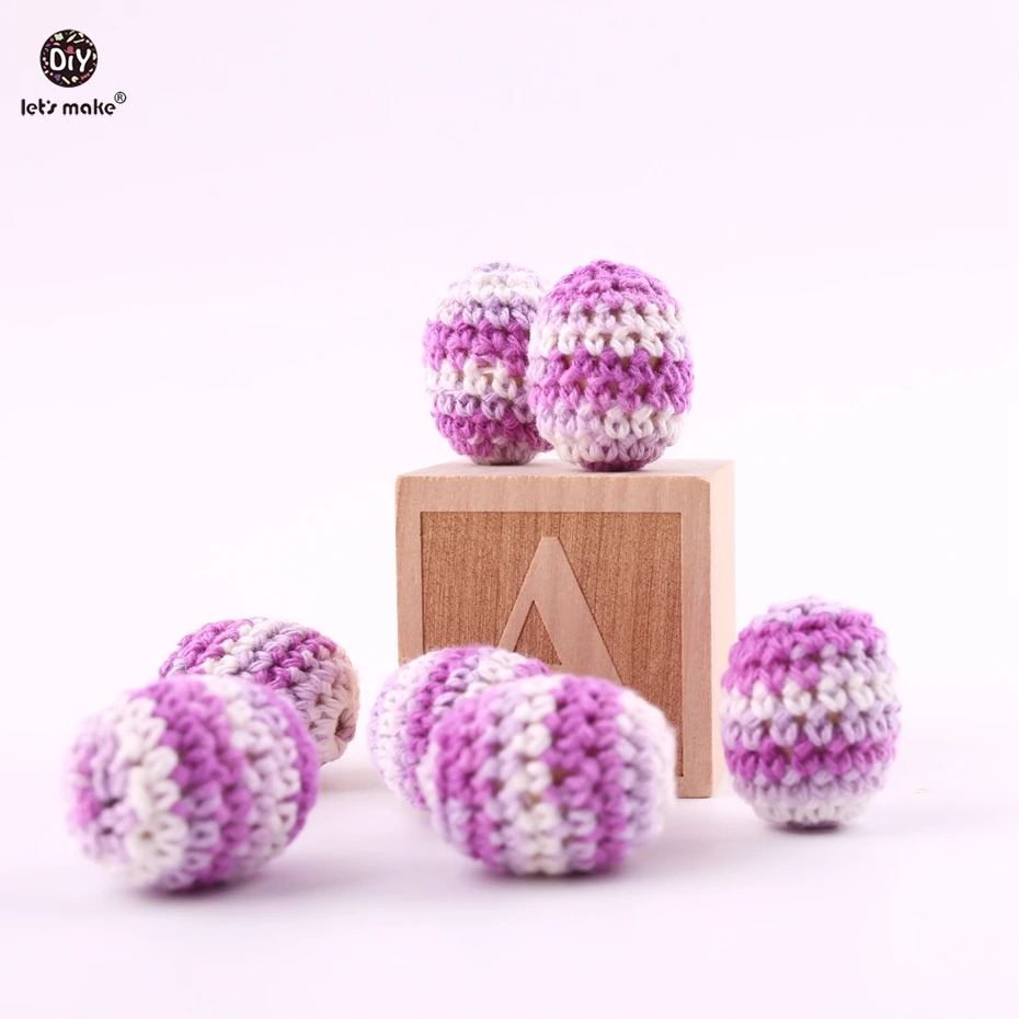 Let's Make Baby Teether 5 шт./лот 24*19 мм вязанные овальные деревянные бусины вязаный