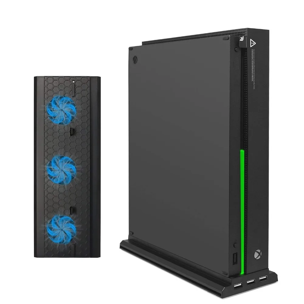 Новая вертикальная подставка для Xbox one X с 3 вентиляторами охлаждения+ 3 концентратор usb-порт Вертикальная охлаждающая база/док-станция для Xbox One X игровая консоль