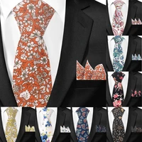 men tie paisley classic cotton neckties and hanky set for men formal floral print ties for wedding party groom neck ties