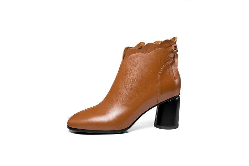 Smirnova/2018 Новое поступление Женские ботильоны Цвет коричневый черный Кожаные