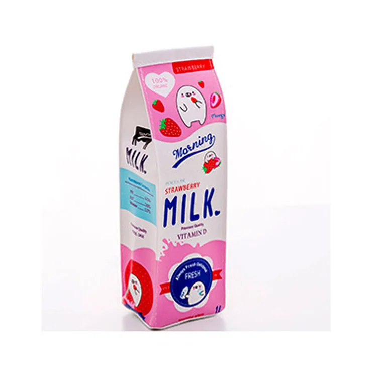 pink Тренд каваи молоко Форма пенал Muji хранения пера картон для хранения сумка с молнией стационарные каваи школьные принадлежности - Цвет: pink