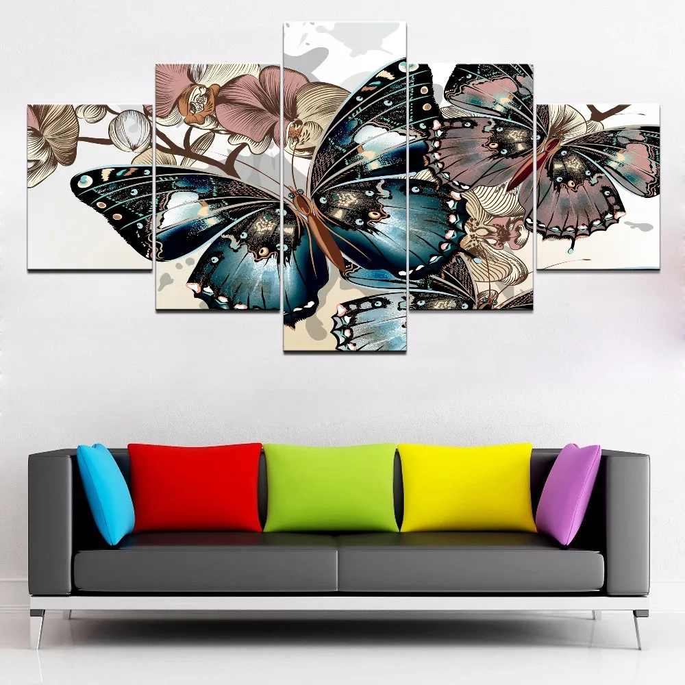 Настенная Картина на холсте декоративные 5 панелей с изображением животных