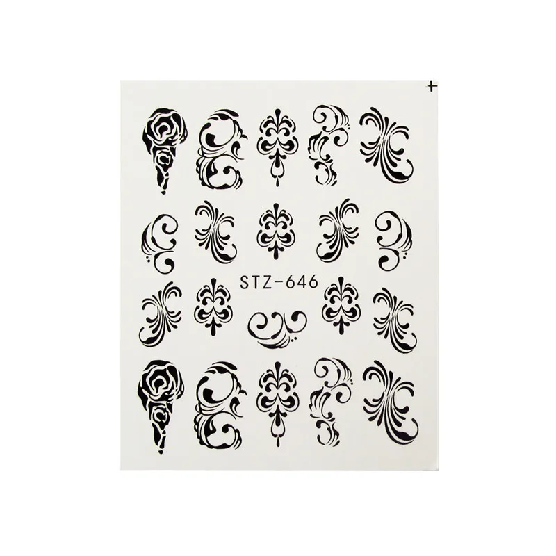 5Pc STZ646 5 шт драгоценный камень наклейки для ногтей s наклейки Черная кружевная наклейка с цветком для ногтей DIY французский дизайн ногтей украшения клей Фольга Наклейка - Цвет: 5Pc STZ646