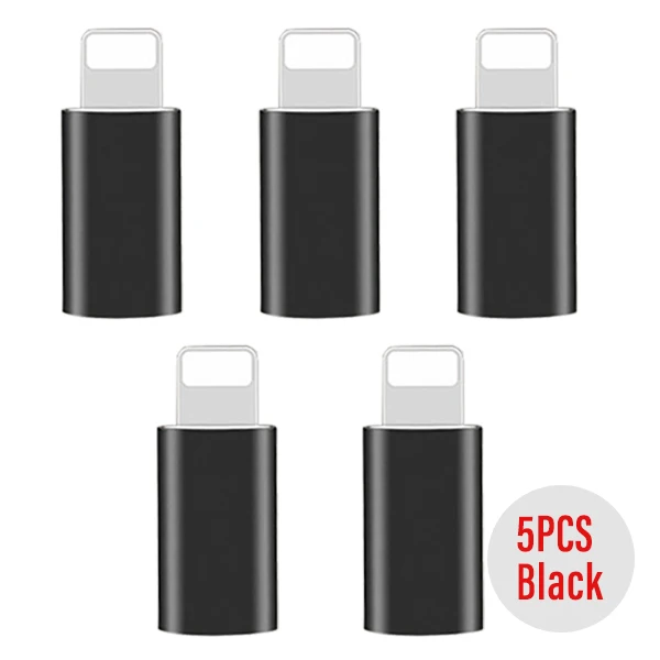 5pc Black ACCEZZ Micro USB Женский до 8 Pin штекер для Apple адаптер для iphone X XS XR 8 7 6S Plus PC данных зарядки OTG конвертер разъем - Цвет: 5pc Black