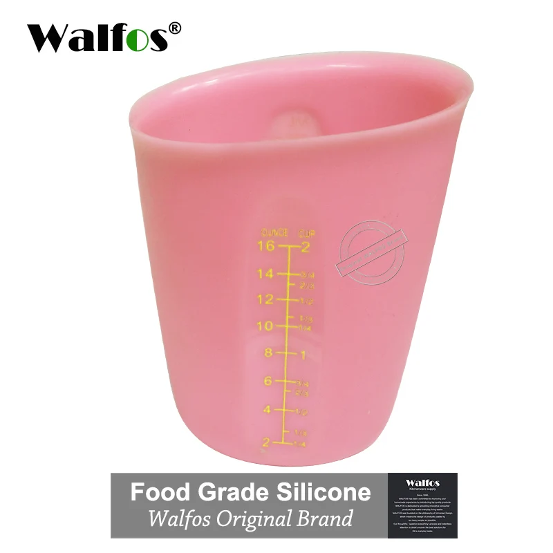 500 ml pink WALFOS высокое качество пищевой 500 мл гибкие силиконовые мерные чашки мерная ложка посуда для выпечки Кухонные инструменты для выпечки кондитерских изделий - Цвет: 500 ml pink