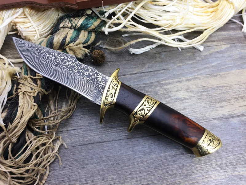 Тактический нож с фиксированным лезвием из дамасской стали Коллекция охотничий