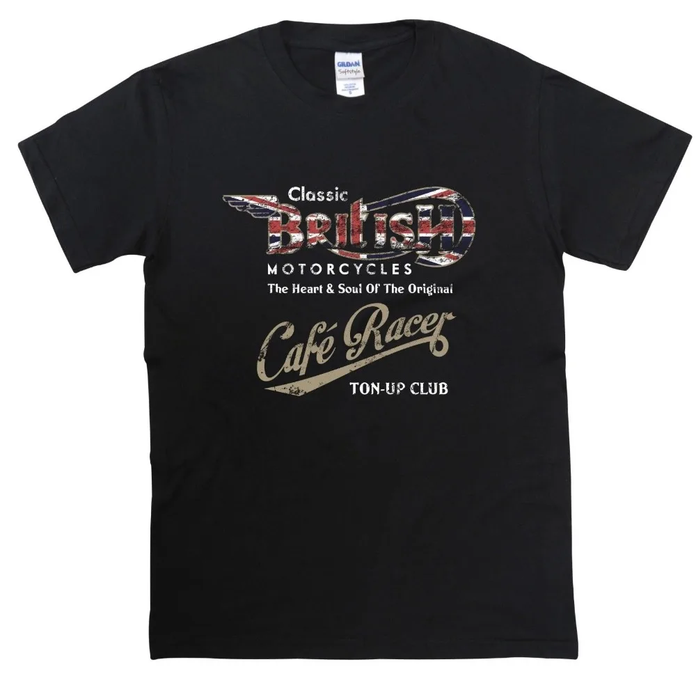 Модная летняя прямая футболка в стиле ретро из 100% хлопка с логотипом Cafe Racer |