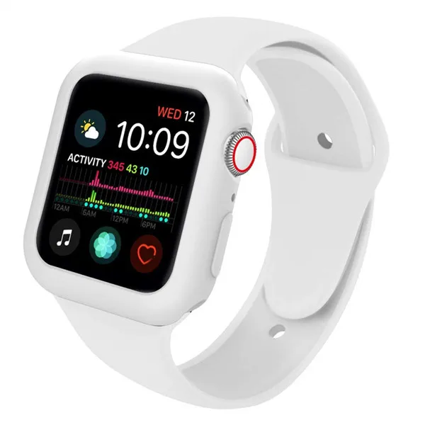 Напульсники для Apple Watch группа 40 мм 44 мм с ТПУ чехол Мягкий Спорт Силиконовый ремешок для iWatch серии 4 /3/2/1 издание браслет - Цвет ремешка: white