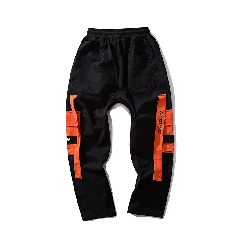

Joggers Cargo Panrs Men Multi Pockets Ribbons Design Harem Pant Streetwear 2019 Men Autumn Hip Hop Sweatpants Male Pant GM33