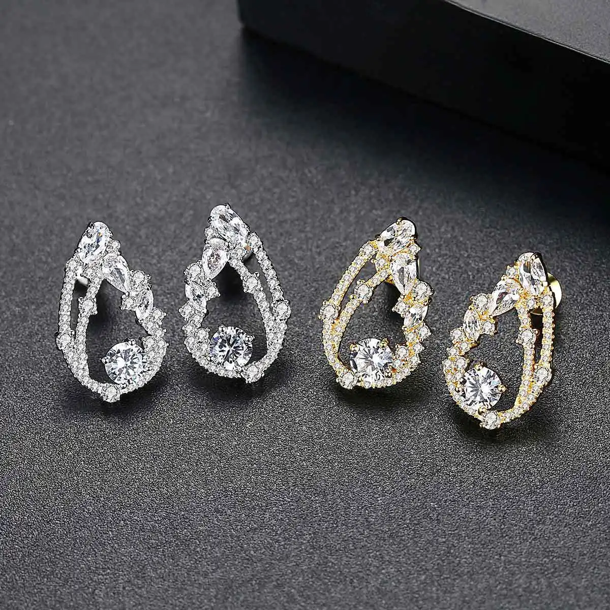 Crystal Tear Drop Shaped Stud Earrings Shiny Cubic Zircon Water Jewelry for Women Party Dress | Украшения и аксессуары