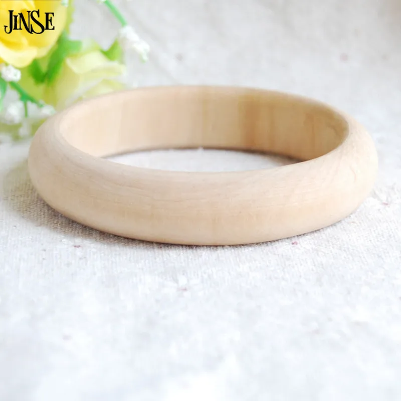 

JINSE 50PCS Wholesale Natural Unfinished Thin Wooden Bangle Women Bracelet Sets For Kids Design Jewelry Chrismas Gift