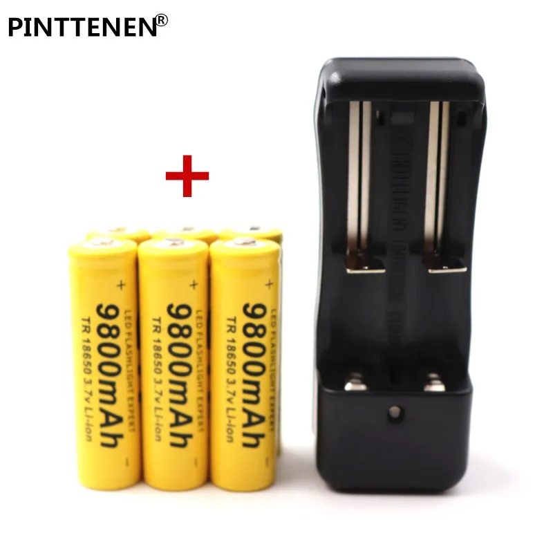 6 PCS Pinttene 18650 3,7 V перезаряжаемая батарея 9800 mAh литий-ионная батарея зарядное устройство для батареи 18650 фонарик с Европейским - Цвет: 6 PCS