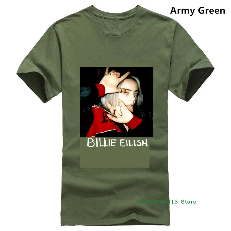 Армейский зеленый Billie Eilish Fans футболка, мы любим Billie Eilish, черная Хлопковая мужская S-3XL, новинка, крутые топы, Мужская футболка с коротким рукавом - Цвет: Армейский зеленый