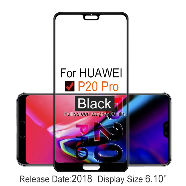 P20 Pro Black 2 шт Полное покрытие экрана протектор 9H на Защитное стекло для huawei P20 Pro Чехол из закаленного стекла для CLT AL01 пленка - Цвет: P20 Pro Black